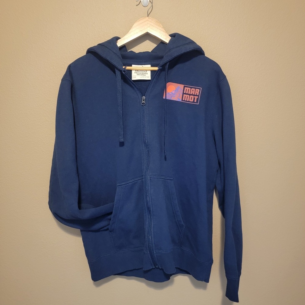 MARMOT Womans Zip Up Hoodie Size Large Navy Blue